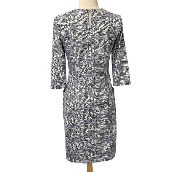 J. McLaughlin Catalyst Sheath Dress Navy Brown Pockets Catalina Cloth EUC Size S - Picture 5 of 11